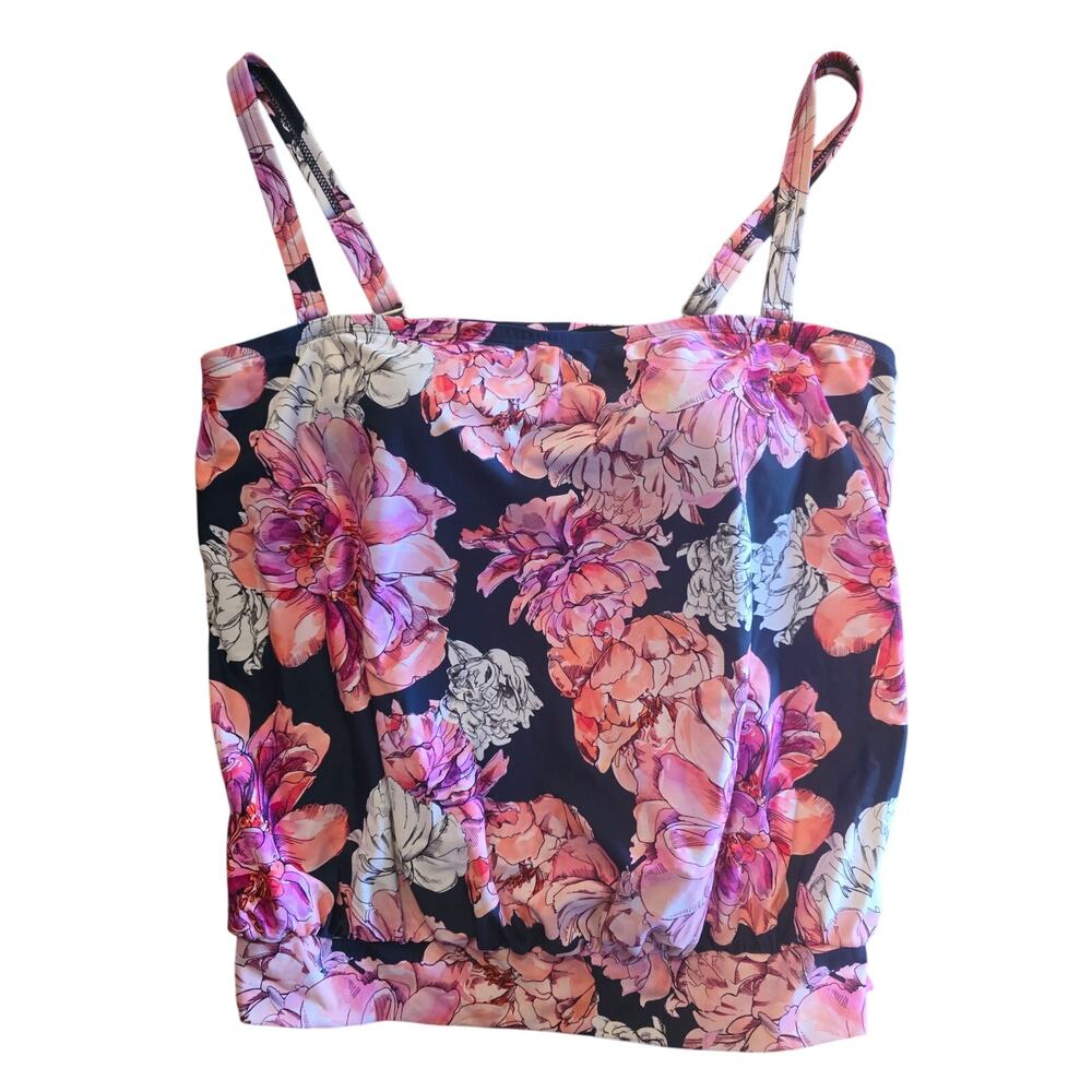 Mazu Swim Top 18 Womens Plus Size Padded Multicolor Floral Adjustable Straps‎